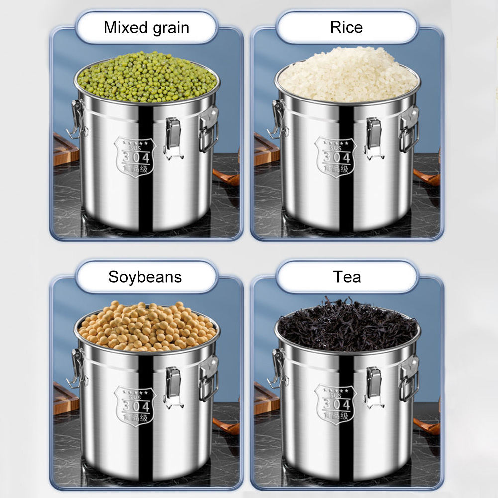 Food Storage In Stainless Steel - 6/12/21/33L 304 Stainless Steel Airtight Canister