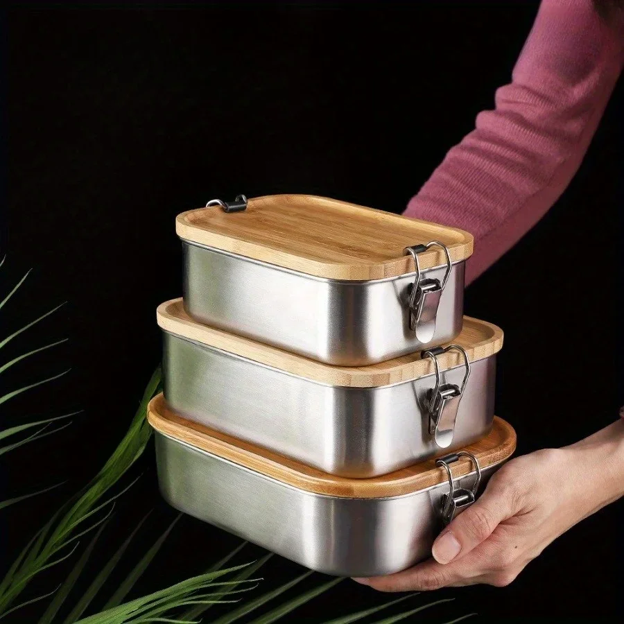 Food Storage In Stainless Steel - New 304 Stainless Steel Bamboo Lid
