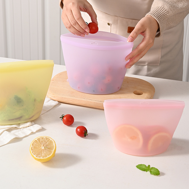 Food Storage Reusable Bags - Self-Sealing Silicone Storage Bag Food Storage