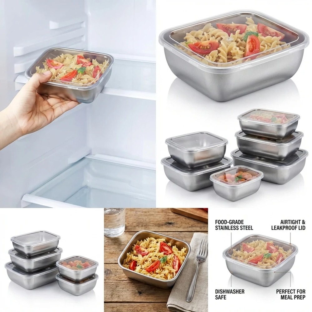 6PCS Stainless Steel Food Stor - Food Storage In Stainless Steel review and price