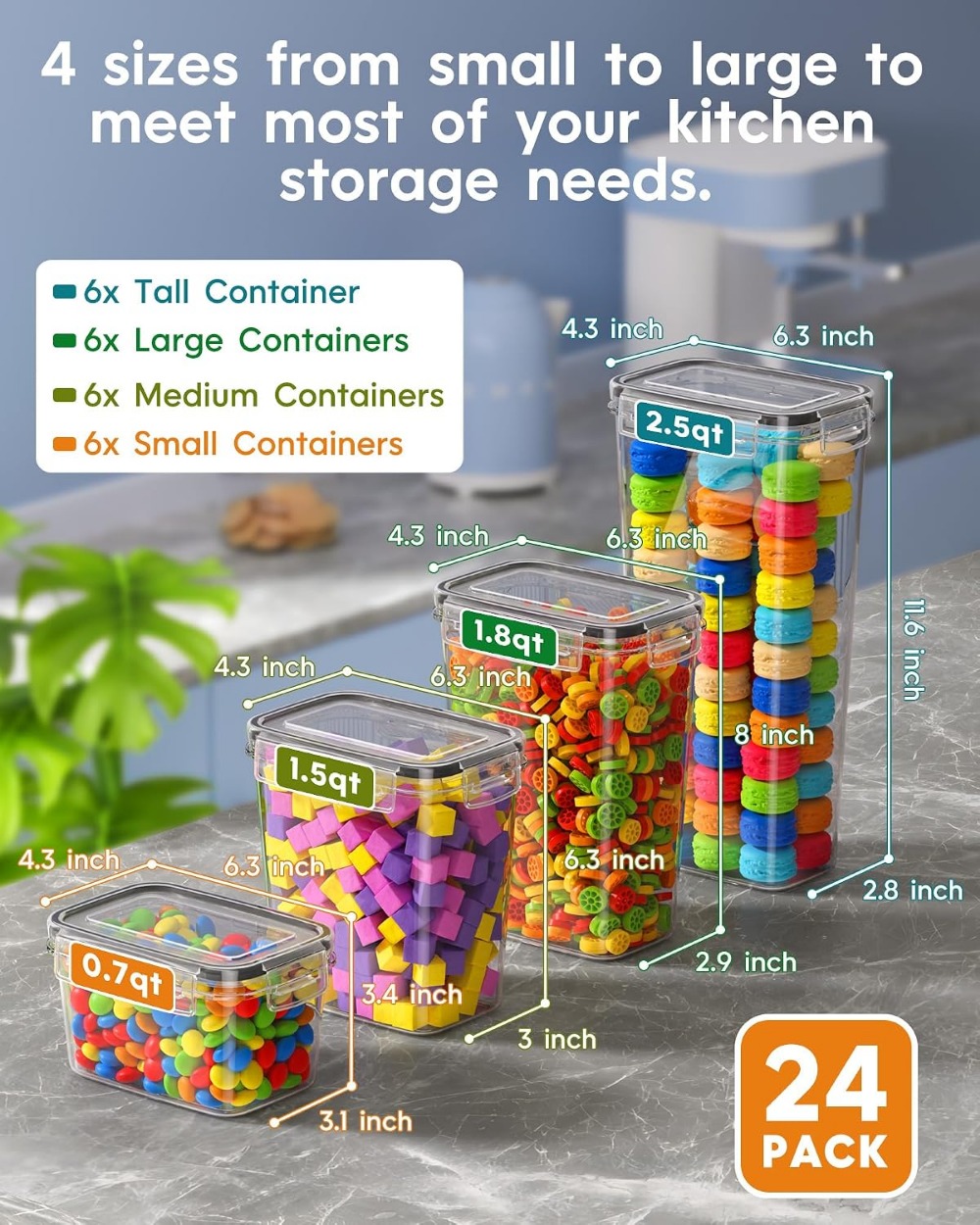 24 PCS Airtight Food Storage C - Food Storage Kitchen review and price